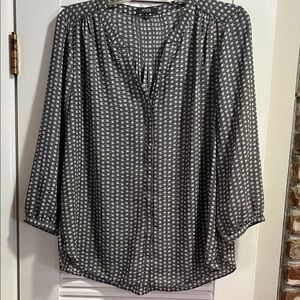 NYDJ Black and White Checkered Blouse